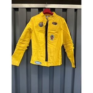 Kill Bill Vol I &II Miramax Uma Costume Jacket Faux Leather Yellow Sz M Cosplay